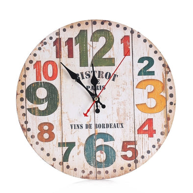 2018 Modern Number Rustic Wooden Wall Clock Bedroom Living Room Home Kitchen Decor Watch Wall Christmas Gift